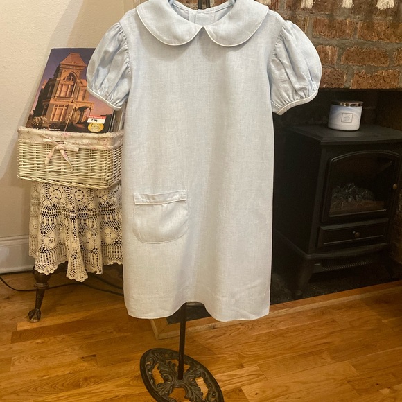 Vintage Cute As a Button Girls Linen Dress size 5 - Picture 4 of 16